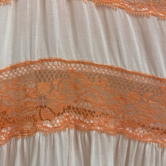 Tobi Lace Sun Dress Womens M Trapeze Boho Mini orange white sheer FairyGoth Y2K - Picture 4 of 7